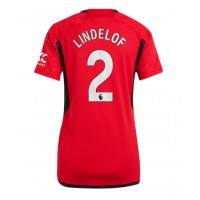 Camiseta Manchester United Victor Lindelof #2 Primera Equipación Replica 2023-24 para mujer mangas cortas